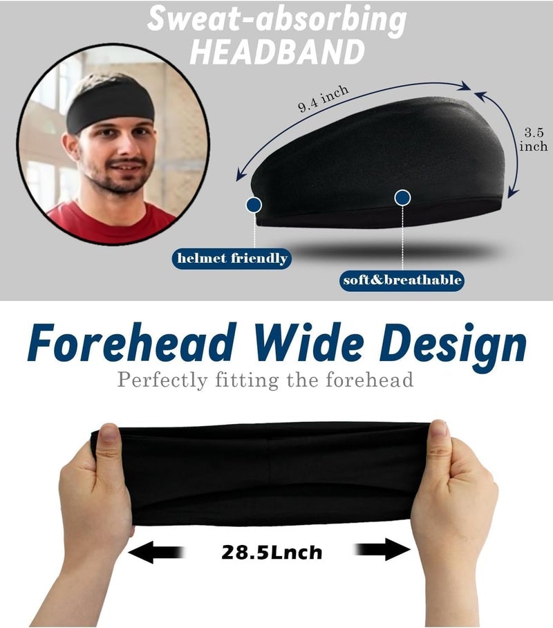 LECHI Sweat Headbands for Men,6 Pack Workout Sports Hairband for Gym, Ideal for Fitness,Running,Cycling,Hike - Image 4